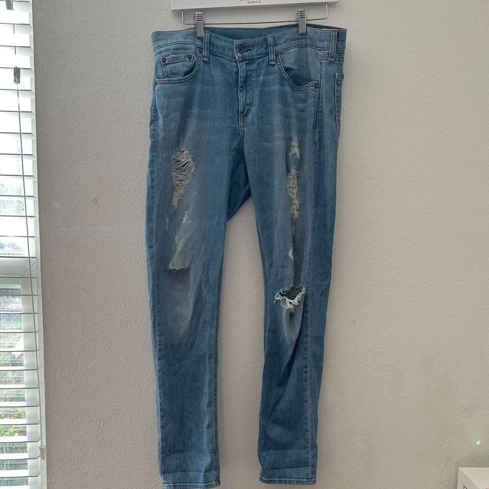 rag & bone Women's Light Blue Distressed Skinny Jeans
